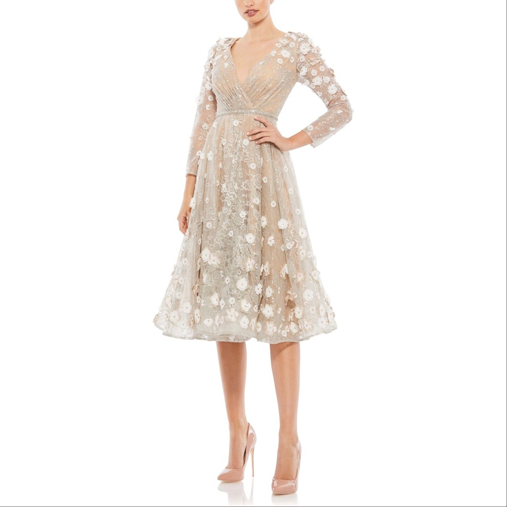 NEW Mac Duggal 67387 Floral Embellished Lace Cocktail Dress, Size 2
